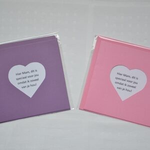 Dubbele kaart hart, met gedicht YML 2543: "Moeder(-dag)"
