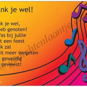 Gedichtkaart YML 1426: Bedankt! (muziek, feest)