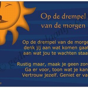 Gedichtkaart YML 1700: Op de drempel van de morgen.