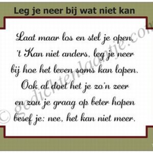 Gedichtkaart, YML 1724: Leg je neer bij wat niet kan