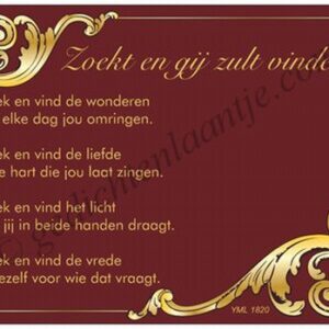 Gedichtkaart YML 1820: Zoekt en gij zult vinden