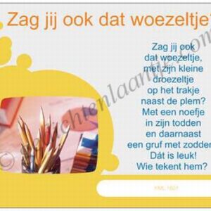 Gedichtkaart YML 1601: Zag jij ook dat woezeltje?
