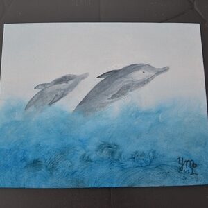 Acrylschilderijtje YML "Dolfijnen"