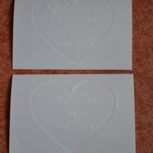 Dubbele kaart reliëf hart "Veel geluk, gefeliciteerd"