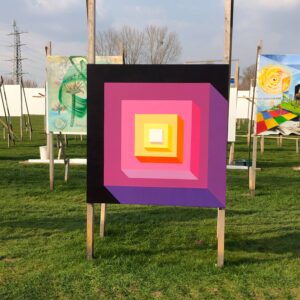 Color Square - Thinking in and out of the box - Op houten paneel van 1.22 x 1.22m