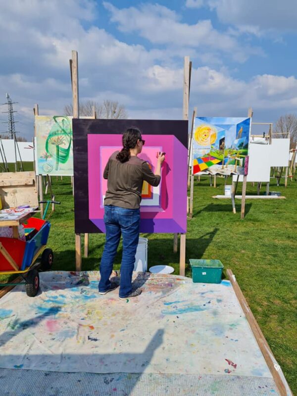 Color Square - Thinking in and out of the box - Op houten paneel van 1.22 x 1.22m - Afbeelding 2