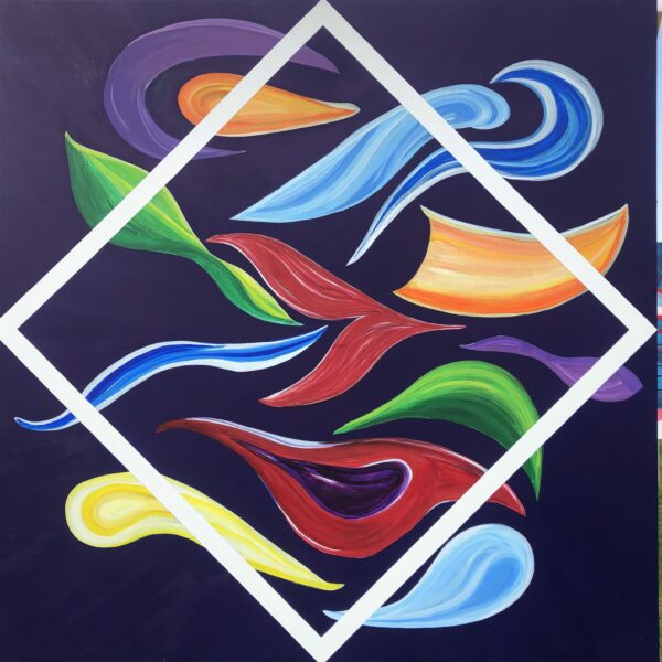 Color Square - No rules - Op houten paneel 1.22 x 1.22m - Afbeelding 4