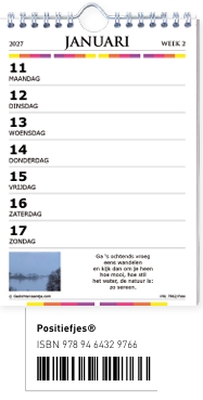 Voorbeeldpagina Positiefjes Weekkalender 2027